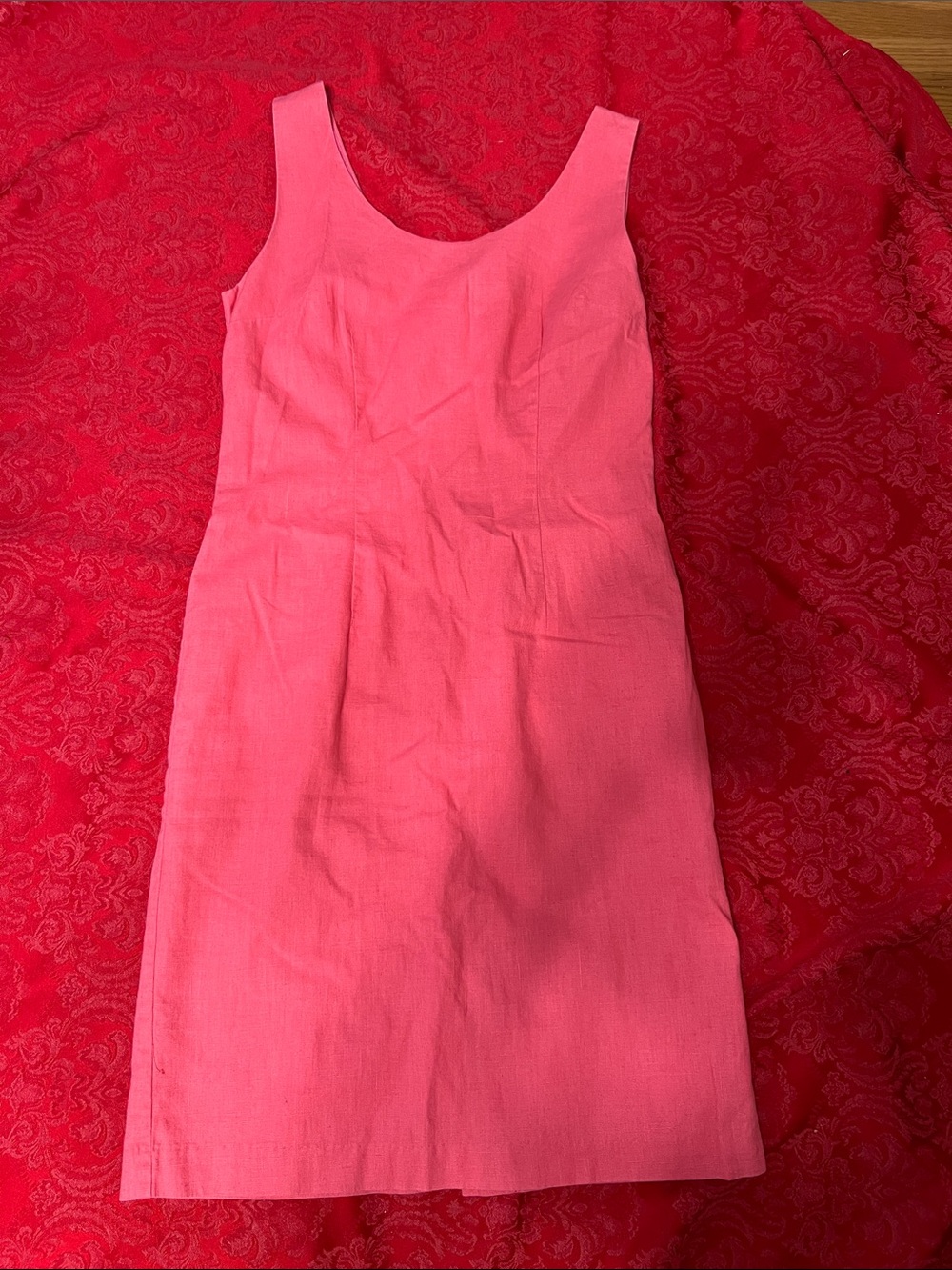 Vintage Styleworks Pink Linen Cotton Sheath Dress Size 8 Made in Hong Kong